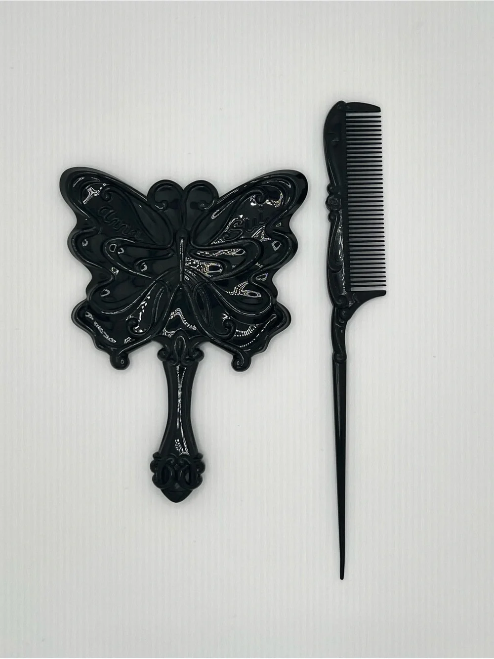 Anna Sui Butterfly Hand Mirror and Rat Tail Comb Set